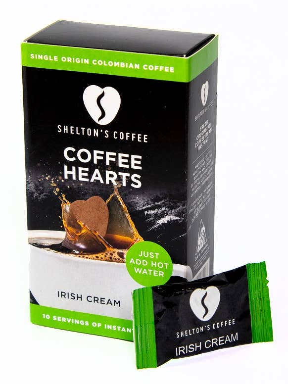 Shelton's Instant Coffee Hearts Irish Cream Flavour for wholesale by Shelton's Coffee