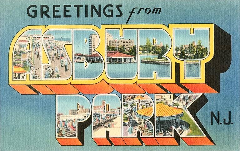 Found Image Press - Vendita all'ingrosso Cartoline - Cartolina NJ-275 Saluti da Asbury Park, New Jersey0