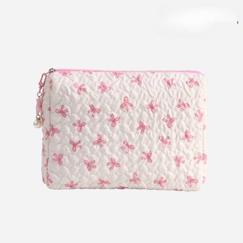 Dipped Shop - Wholesale Makeup/Cosmetic Bag - Bow Print Large Capacity Sweet Make Up Bag DPB25065