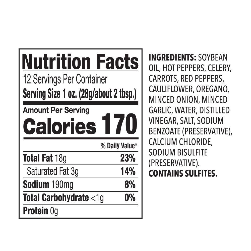 Delallo - Vente Légumes marinés - Giardiniera style Chicago épicée (16 oz)4