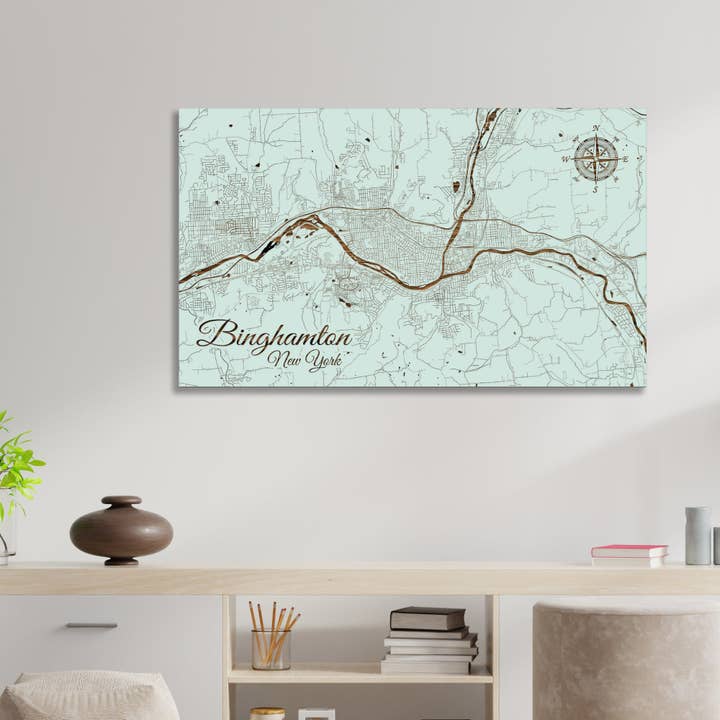 Mapa de Calles de Binghamton de Fire & Pine, Nueva York para venta al por mayor de Fire & Pine