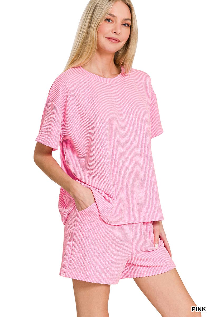 42POPS - Wholesale Lounge Set - Women's - ..Ribbed Short Sleeve Tee & Pants 2PC Set13