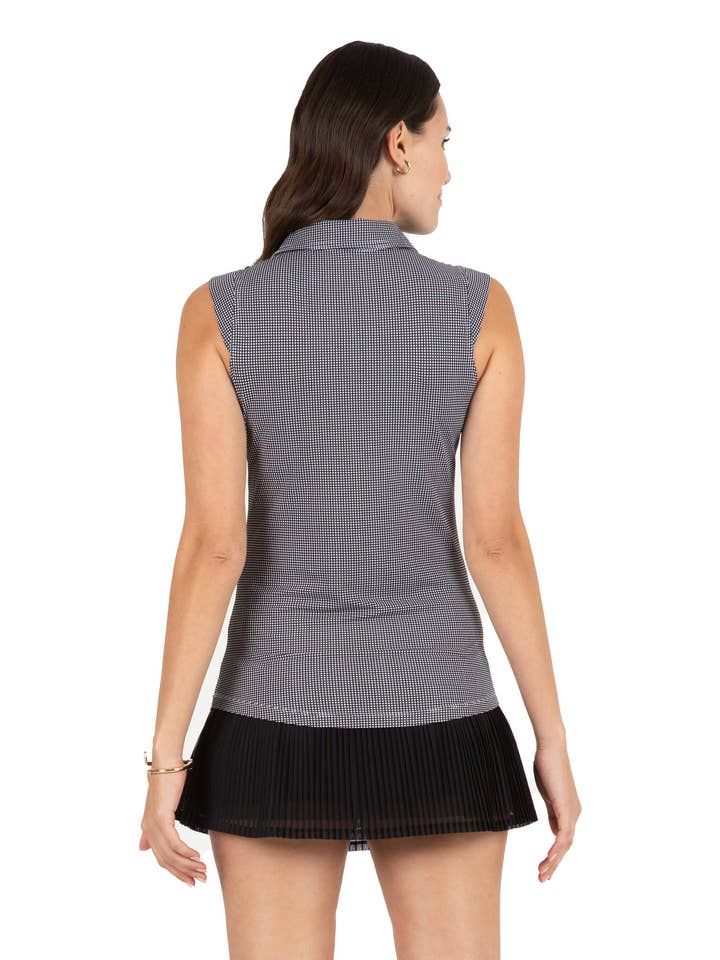 IBKÜL - Wholesale Polo - Women's - Mini Check Print Sleeveless Polo – 14754