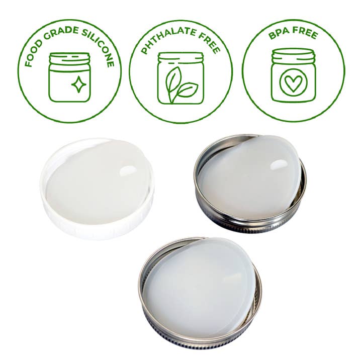 Mason Jar Lifestyle - Wholesale Food Storage Container - Platinum Cured, Leak Proof Silicone Sealing Lid Liners