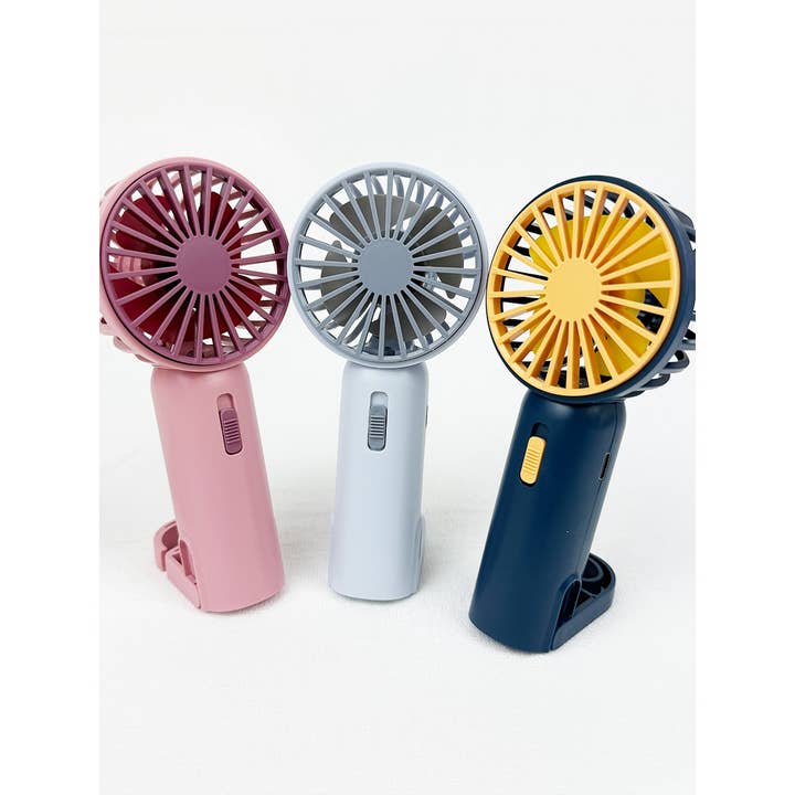 MIX COLOR Portable Hand Fan with Pull out Stand for wholesale on Faire