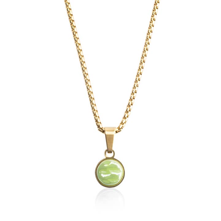 Collana corta con pendente in oro/verde lime per la vendita all'ingrosso da parte di ALEXASCHA