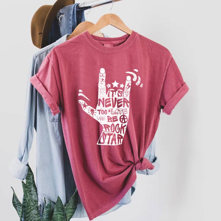 STARCHIS - Wholesale Screen Printed T-Shirt - Women's - It's never too late to be rockstar4