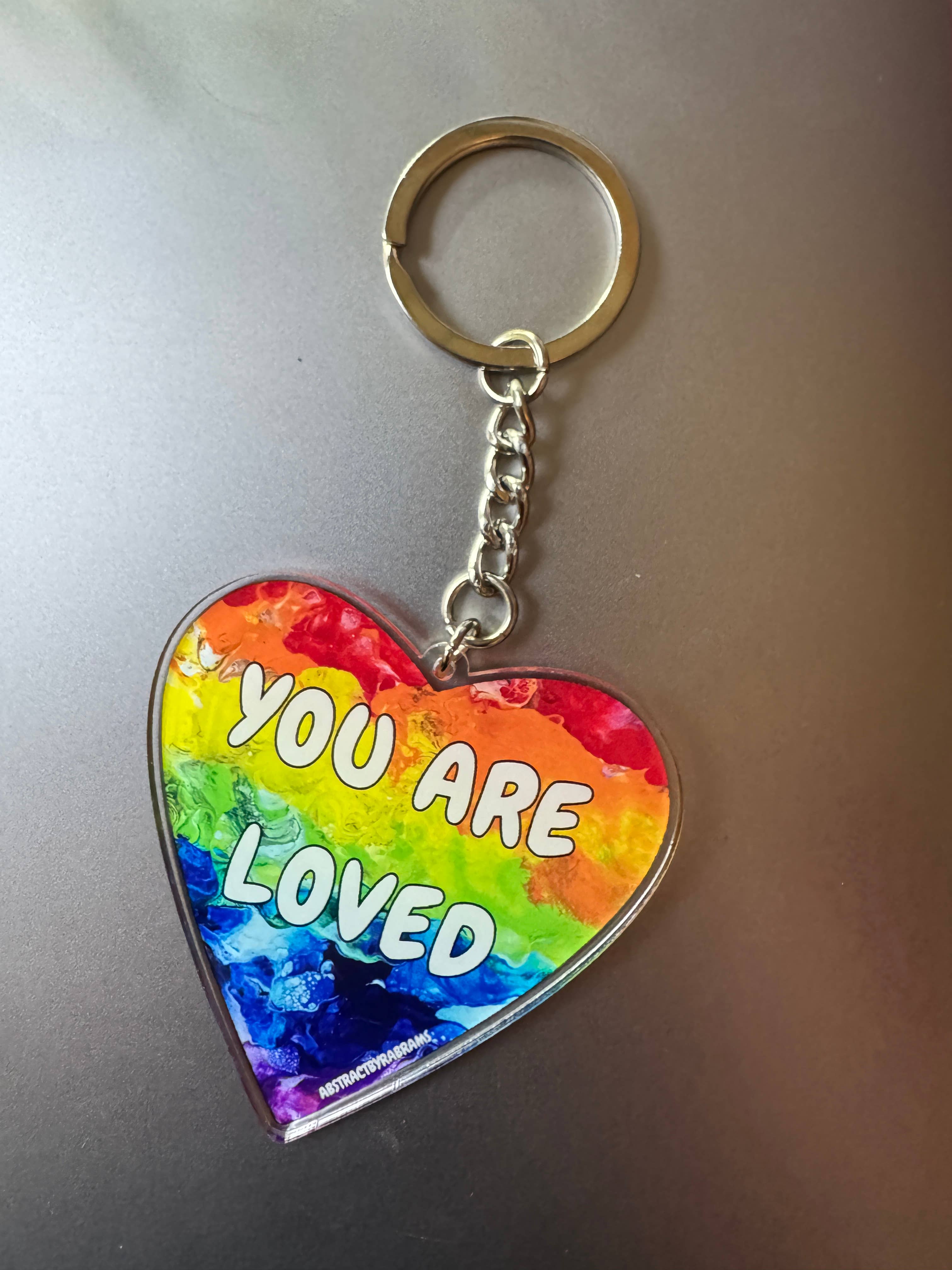 AbstractbyRabrams - Wholesale Keychain - Unisex - Rainbow You Are Loved Acrylic Keychain - LGBTQ1