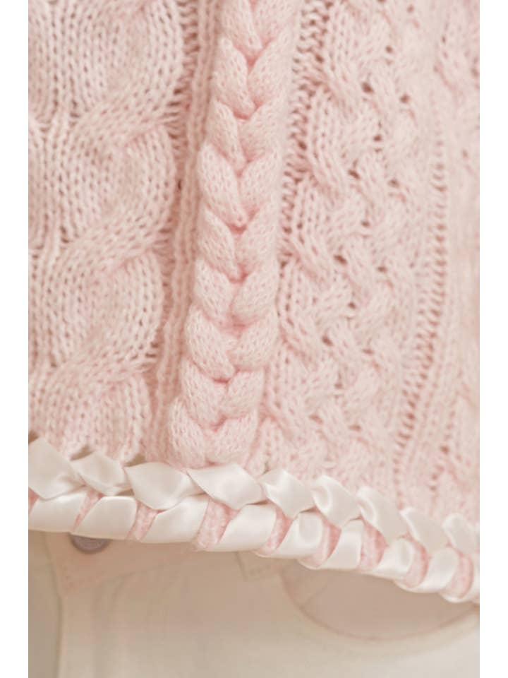 Cloud Ten - Wholesale Knit Sweater - Women's - CSW13362K - CABLE KNIT DROP SHOULDER CONTRAST STITCH SWEATER