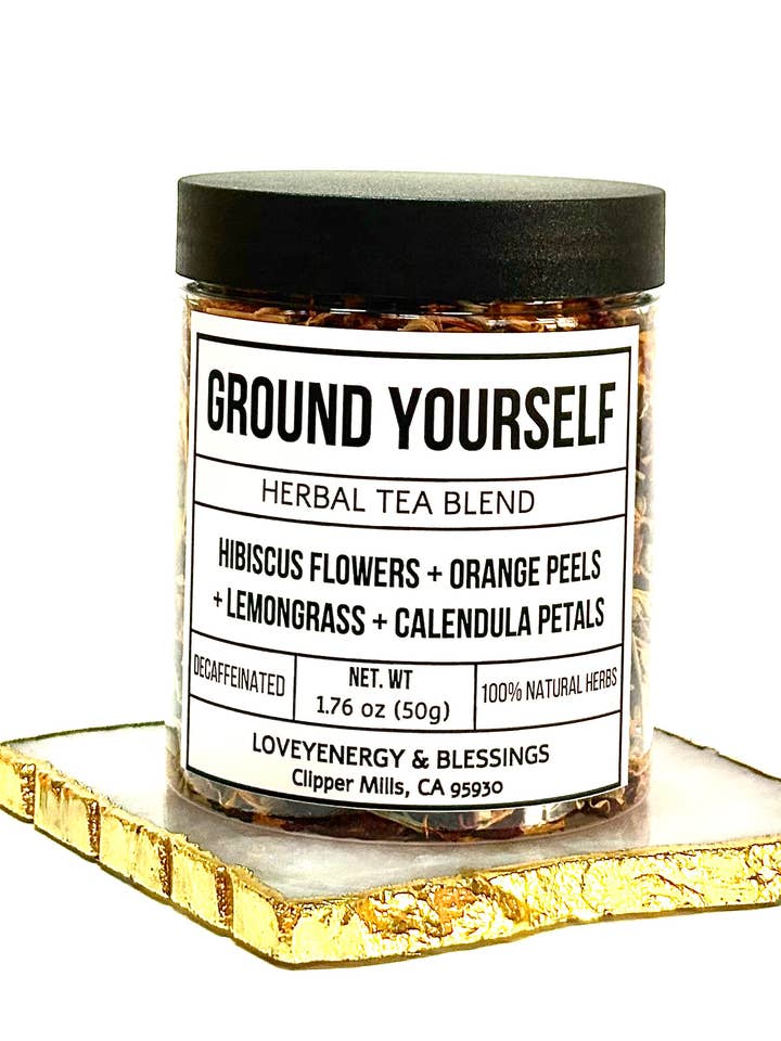 GROUND YOURSELF Handcrafted Herbal Tea Blend for wholesale by Loveyenergy & Blessings