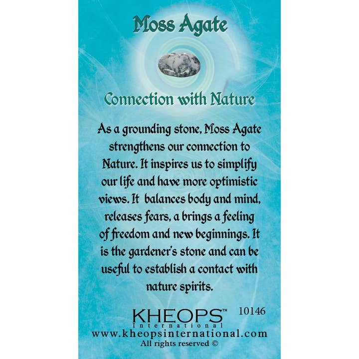 Kheops International - Wholesale Spiritual Stone/Crystal - Gemstone Properties Info Card Moss Agate (Each)