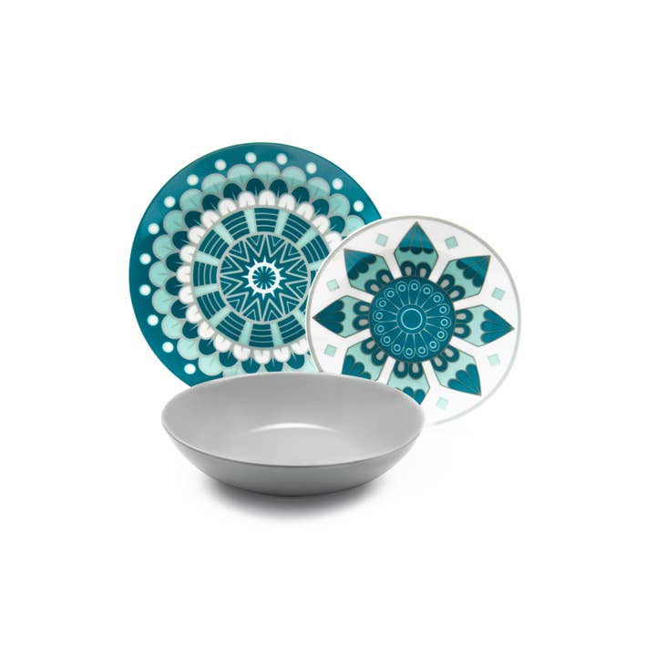 multicolour 18 Mandala Dinnerware Set for wholesale on Faire7