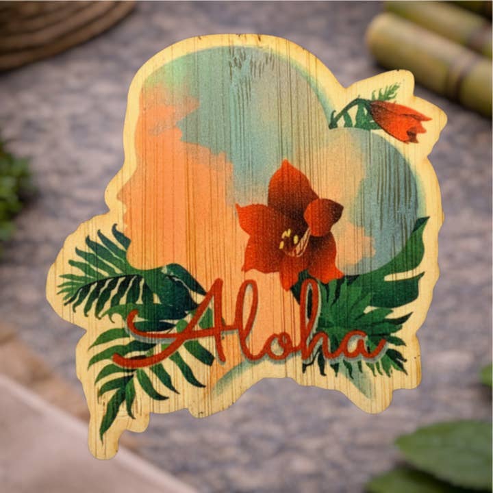 Lady Aloha för wholesale av Bamboo Wood Stickers