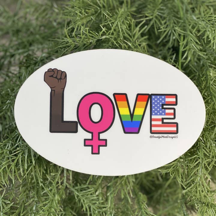 L-O-V-E vinyl bumpersticker van 5 stuks voor wholesale door Beautiful Mind Design