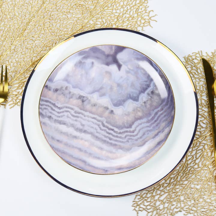 Little White Dish - Vente Assiette - Assiettes à bordure fine dorée - lot de 44