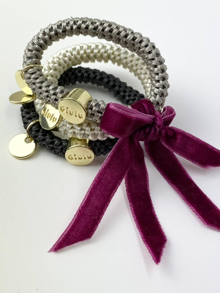 Giulu - Vente Élastique à cheveux - Élastique à cheveux en paillettes grises3