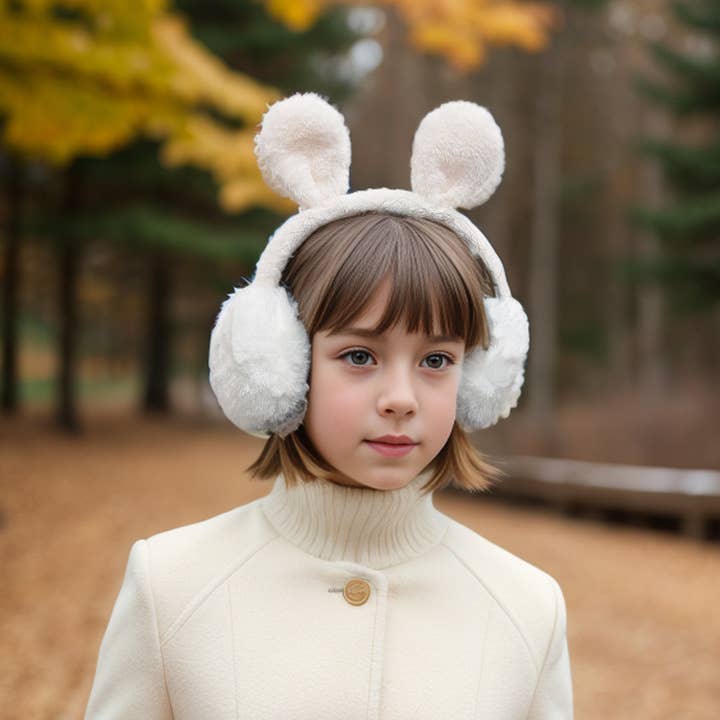 White Rabbit Ear Muffs for wholesale by Black Ginger