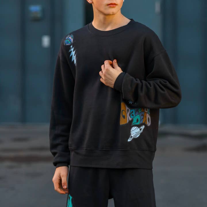 Rowdy Sprout - Wholesale Graphic Sweatshirt - Women's - Grateful Dead Moons Black Crewneck5