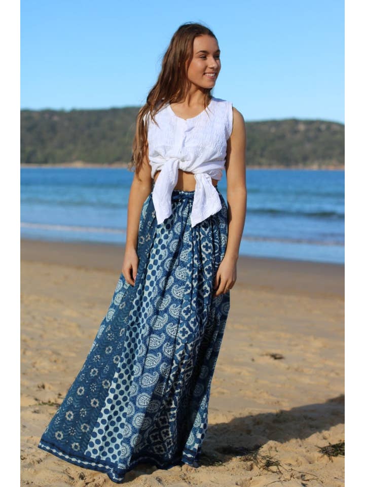 EeshaBoutique Australia - Wholesale Skirt – Women’s - Gypsy Style Indian Cotton Hand Block Printed Skirt2