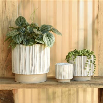 HomArt - Wholesale Plant pot - Ramos Vertical Stripe Cachepot, Stoneware - 2.53
