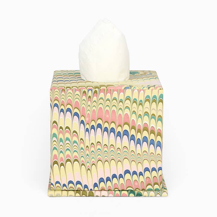 HANDMARMORIERTE QUADRATISCHE TASCHENTUCHBOX - MOSS MOUNTAIN für den Großhandel von Craft Boat