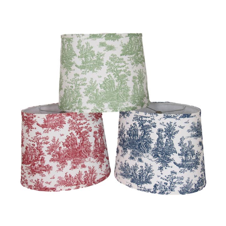 Elegant Toile Oval Lamp Shade with Spider Fitter for wholesale by Albert Estate Ltd