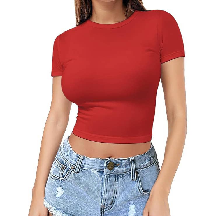 Rosa Clothing - Wholesale T-Shirt - Women's - Classic Fitted Short Sleeve Crop T-Shirt 11 Colors7