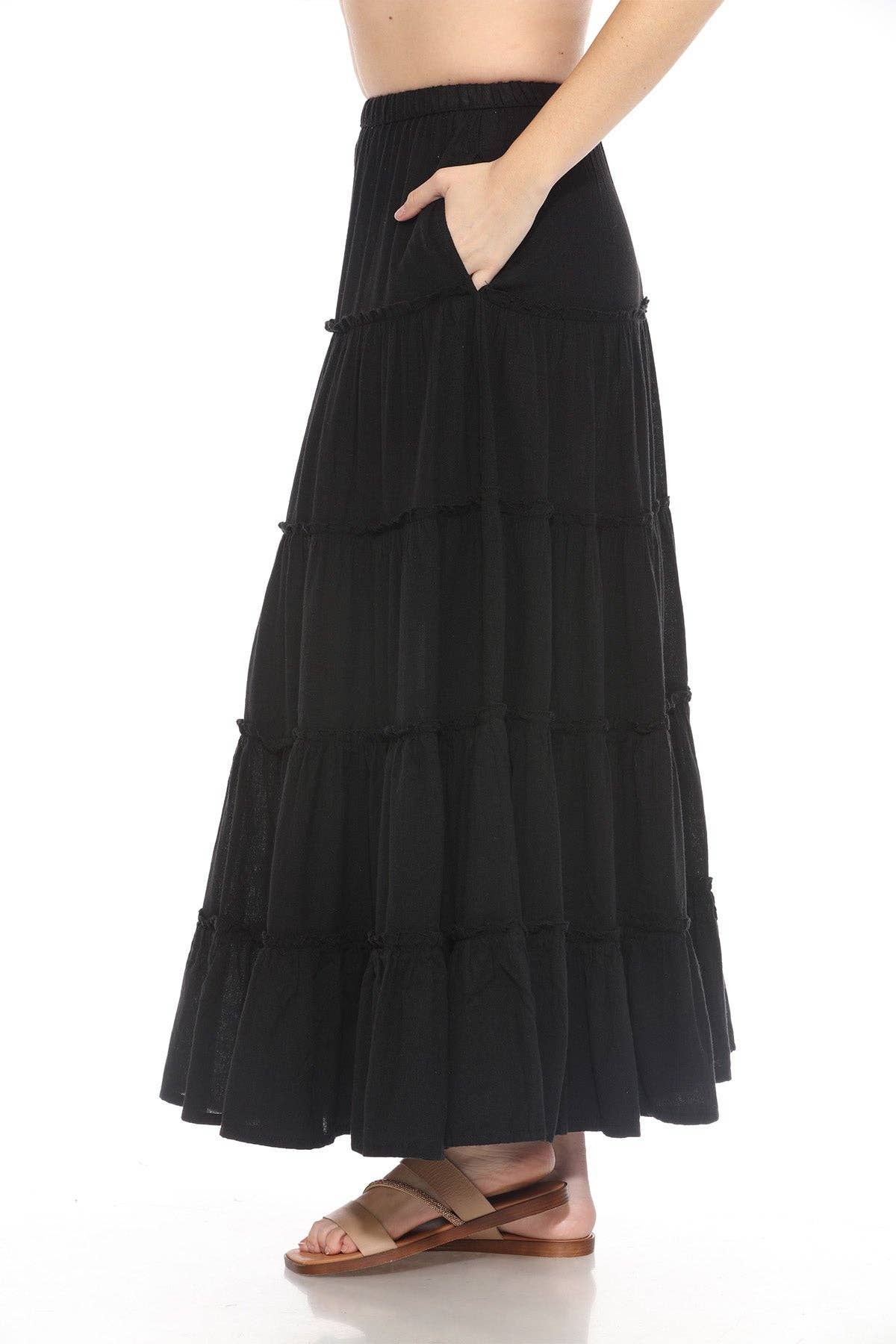 Lakhays Collection Inc. - Wholesale Skirt - Women's - Five Layer Tiered Maxi Skirt3