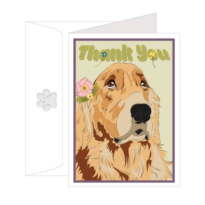Golden Girl - Thank You Blank Inside Greeting Card for wholesale by ArtzyDog Studio