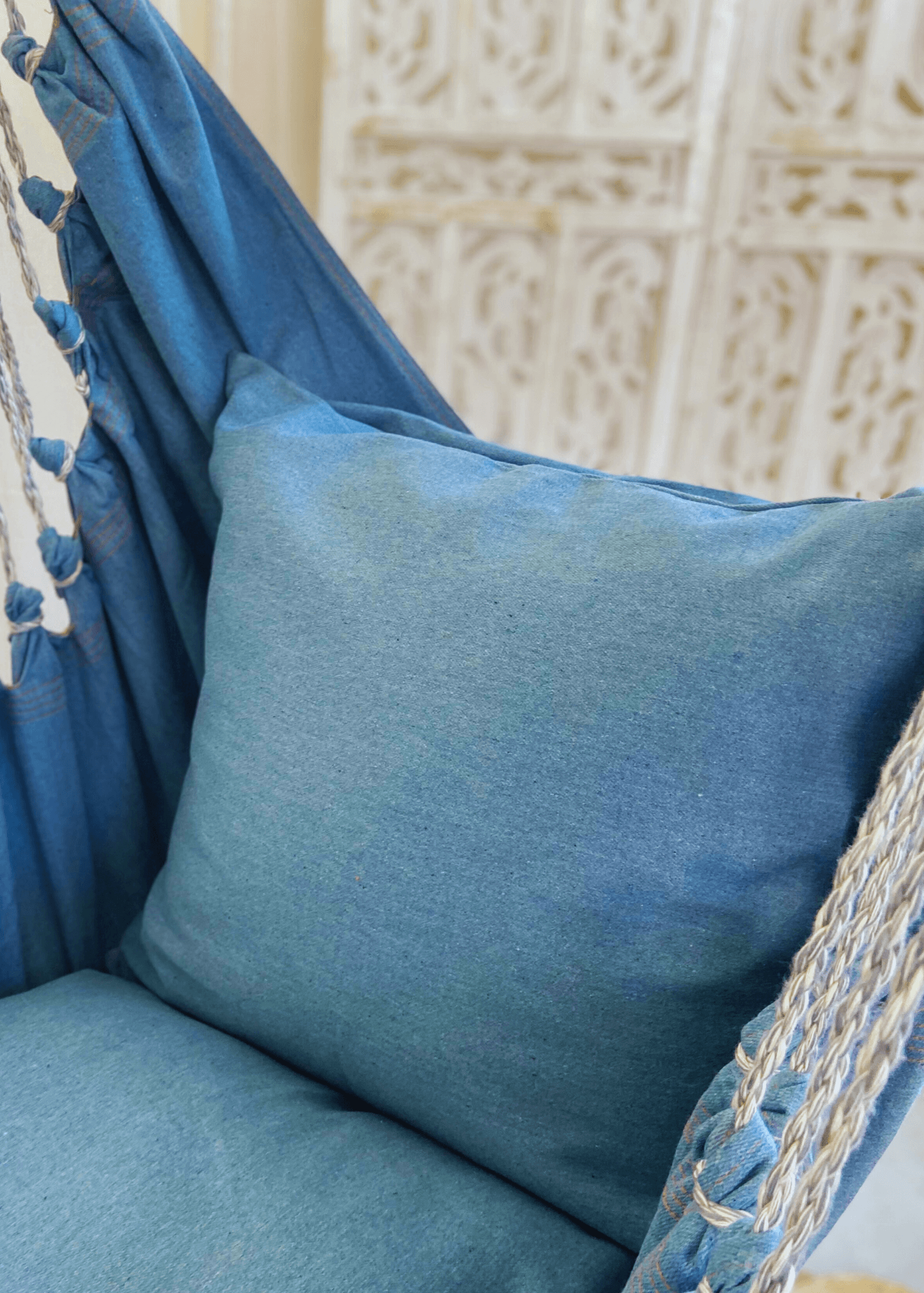 Limbo Imports Hammocks – wholesale Hammock – Blue Denim Hammock Swing Chair +2 Pillow Set - Eco-friendly2