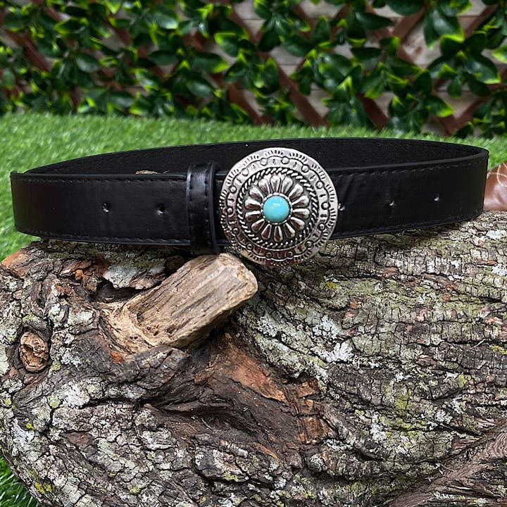 Kids Charm Online - Wholesale Belt - Kids - Black Western Belt with Silver Concho Buckle for Girls