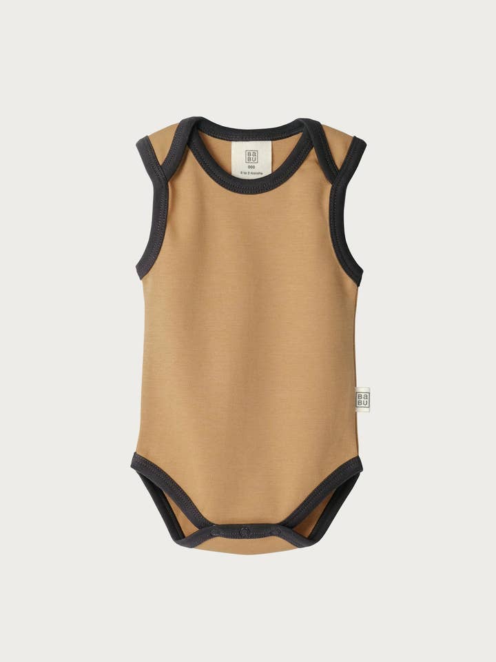 Babu - Wholesale Bodysuit (non-footed) – Baby - Singlet Bodysuit - Marigold Contrast