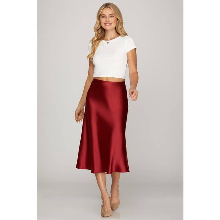 WOMEN SATIN BIAS MIDI SKIRT for wholesale by Upmost
