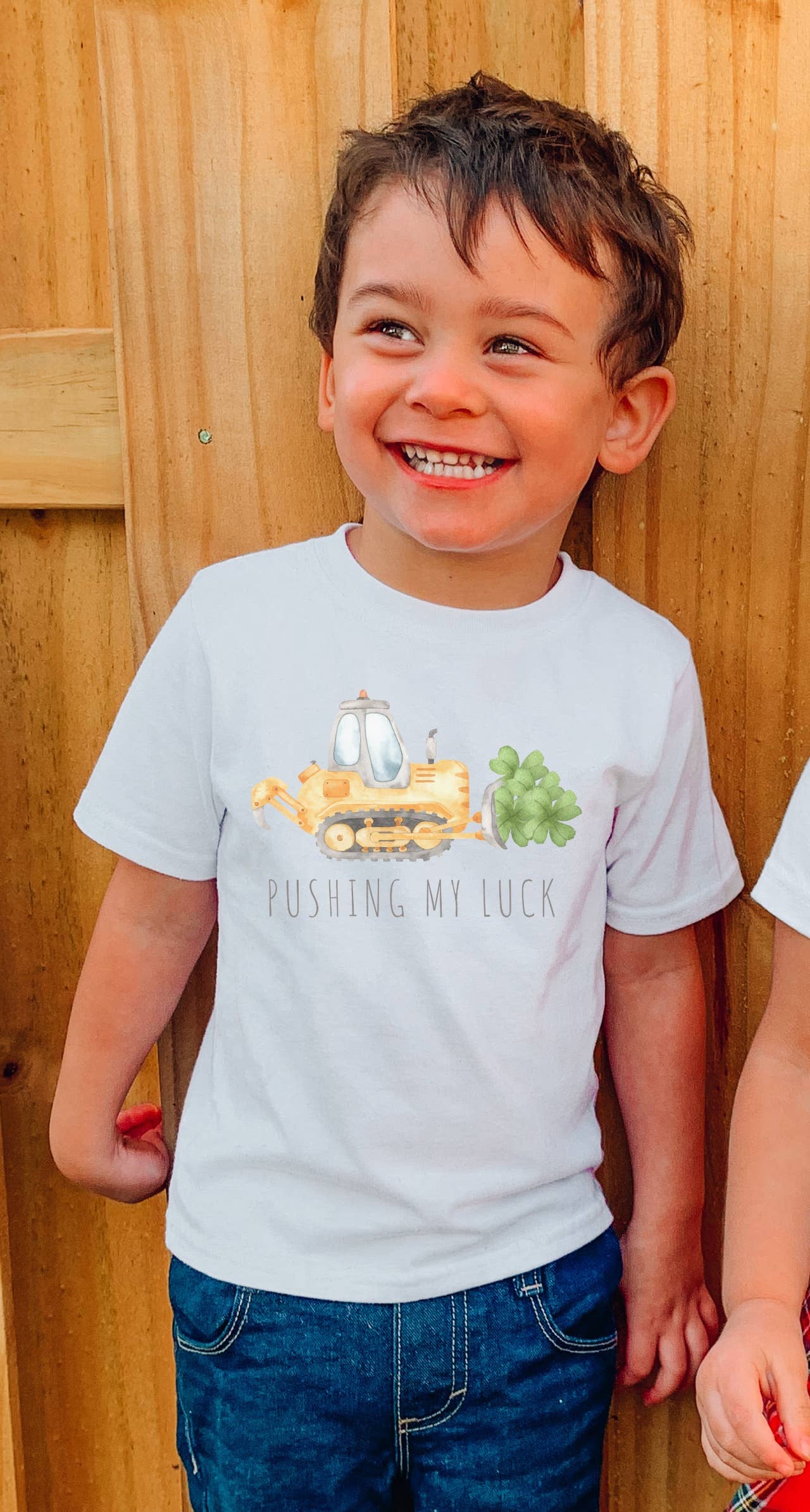 Painted Skies - Vente T-shirt sérigraphié – enfant - T-shirt pour tout-petit garçon Pushing My Luck Tractor de la Saint-Patrick