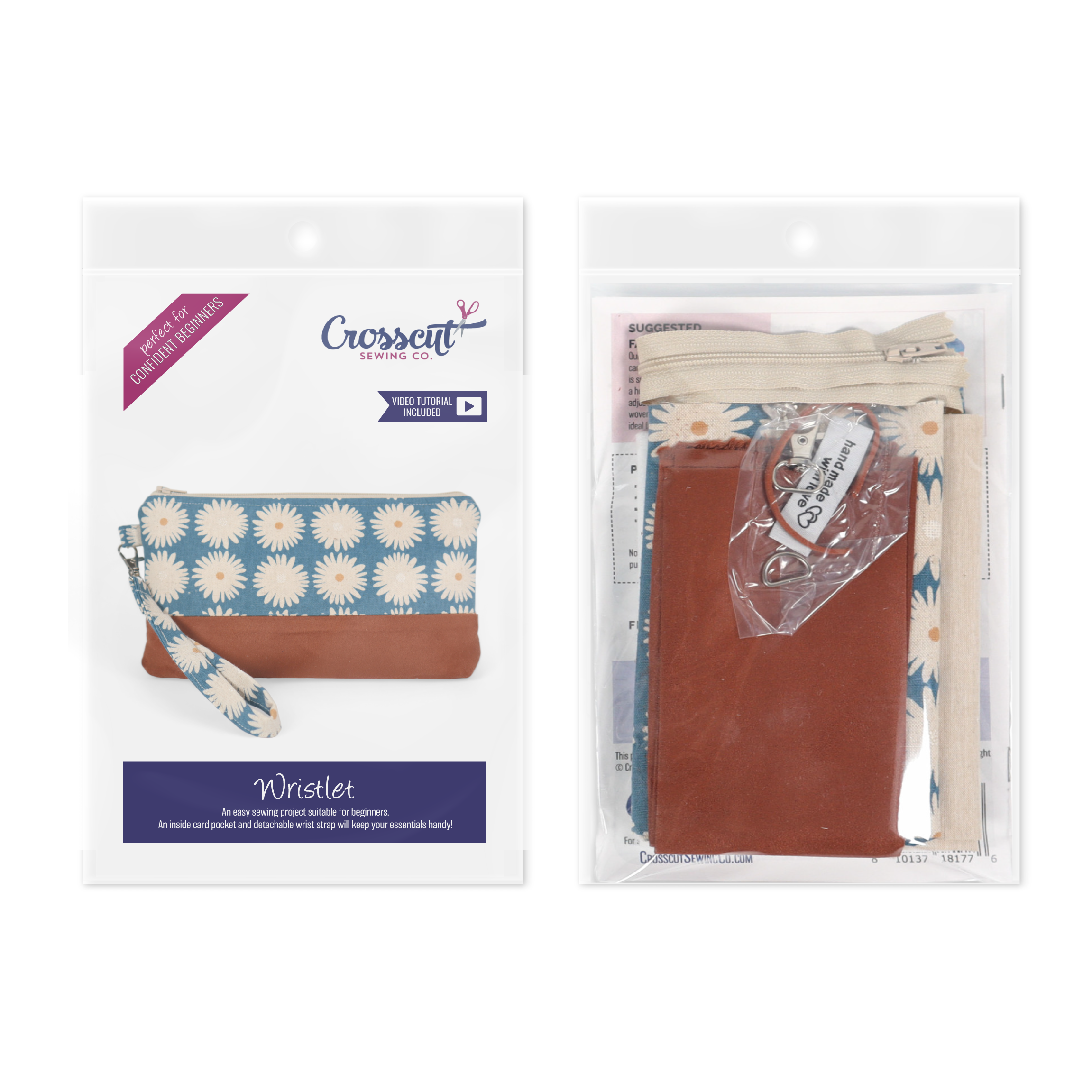 Crosscut Sewing Co. - Wholesale Craft Sewing Kit - Wristlet Sewing Kit - Adult Sewing Kit for Beginners100