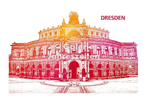 Karen Utermann Galerie Jahreszeiten - Wholesale Everyday Greeting Card - Dresden Semperoper art folding card0