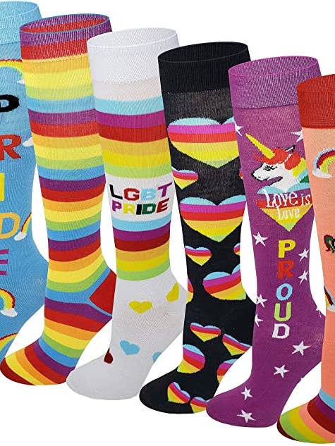 Knee High Socks | Novelty Rainbow LGBT Prides | Womens (6 Pairs) for wholesale by Different Touch