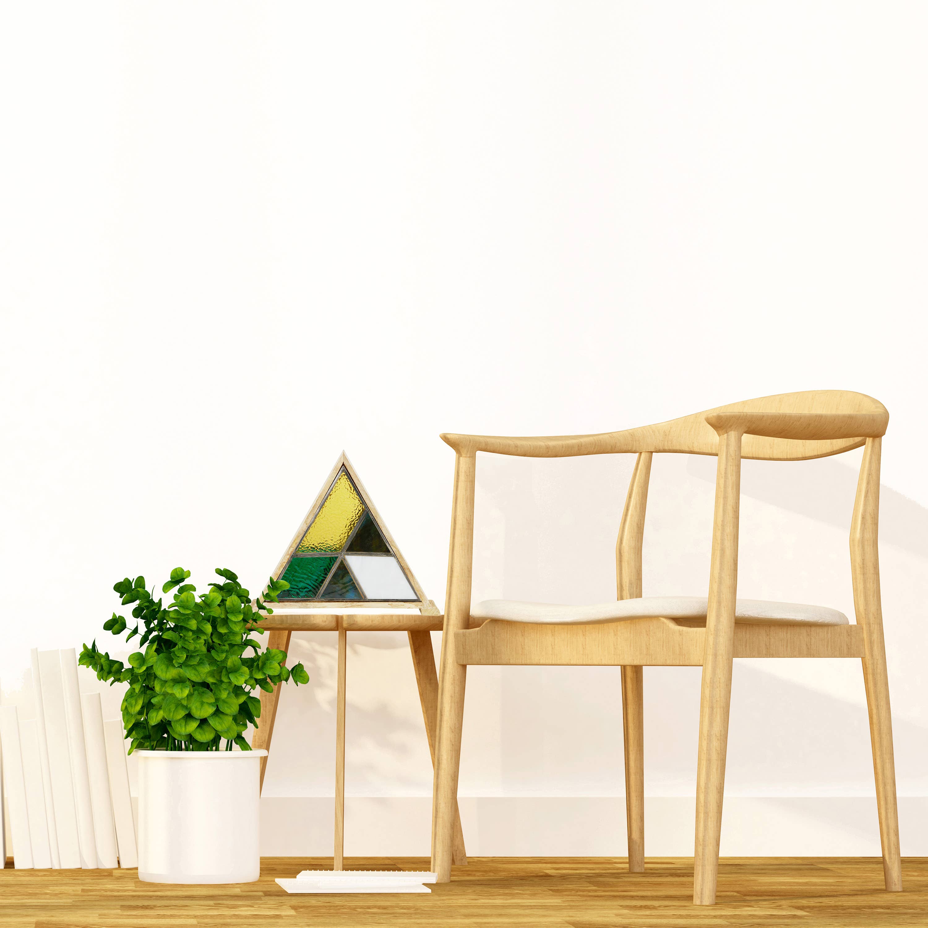 River of Goods - Wholesale Accent/Desk Lamp - 11"H Stained Glass Triangle Shade Wood Base Accent Lamp4