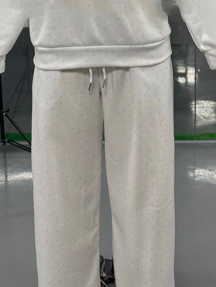 Rosa Clothing - Wholesale Top & Pant Set (NOT Loungewear) - Women's - Allover Rhinestone sweatshirt wide leg Leisure set12