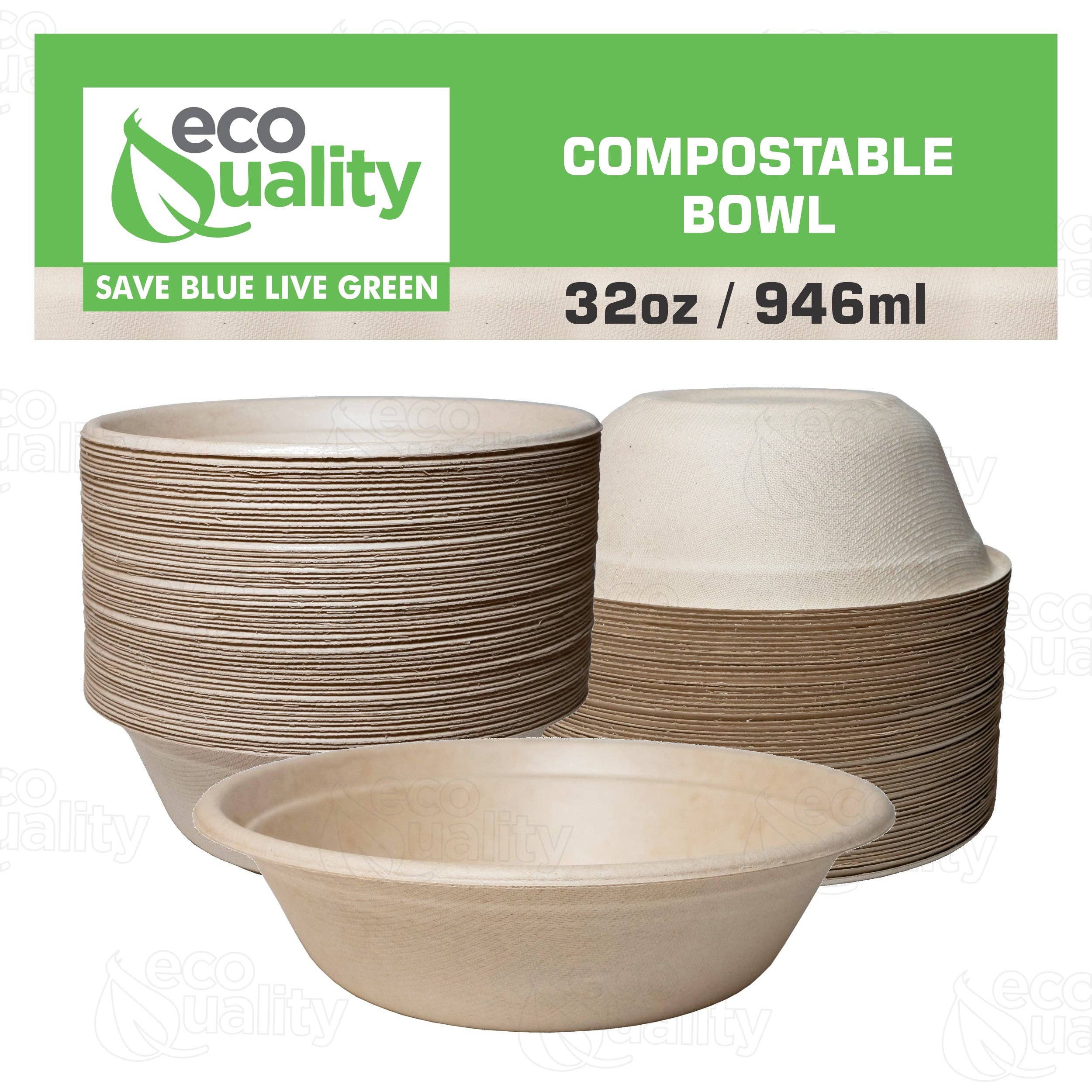 EcoQuality - Wholesale Disposable Plate - 32Oz Compostable Heavy Duty Disposable Bowls, Eco Friendly4