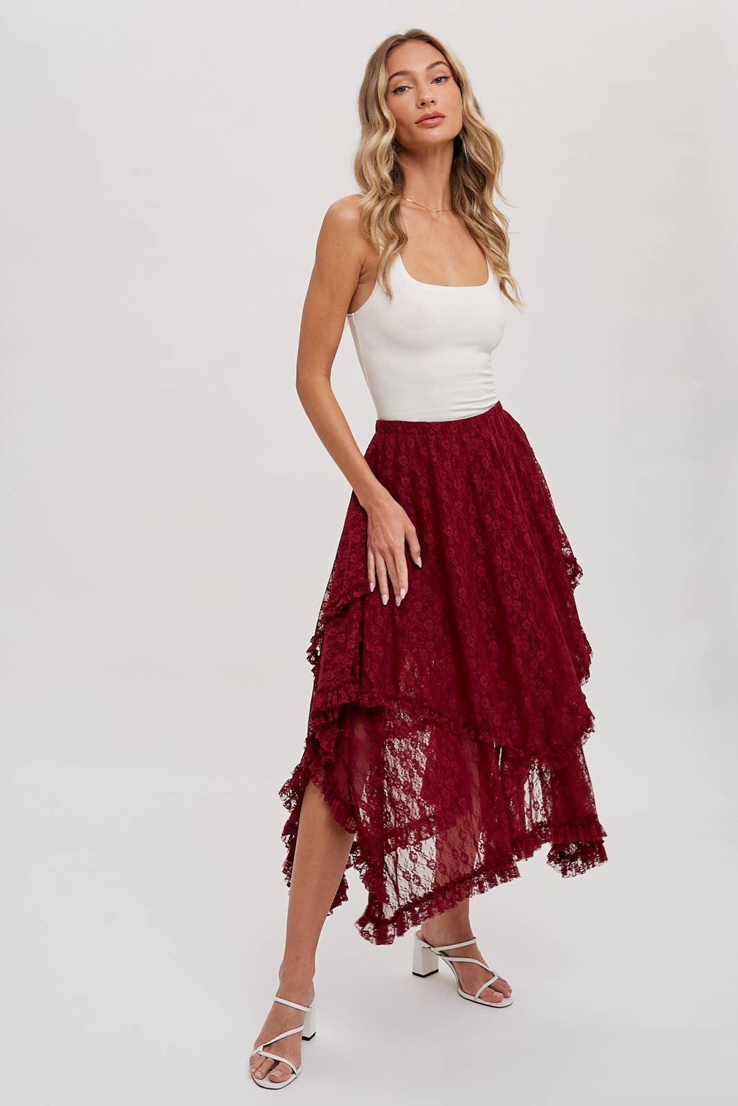 Bluivy – Großhandel Rock – Damen – MIDIROCK MIT SPITZENBÄNDERN45