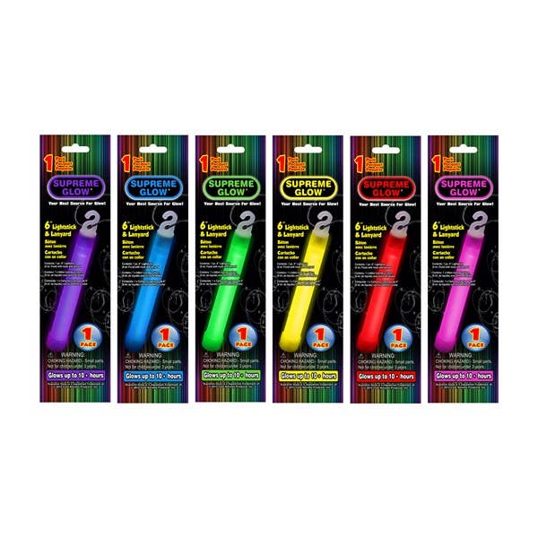 Windy City Novelties - Wholesale Party Favor - Assorted 6" Glow Sticks – 48 Count Retail Counter Display0