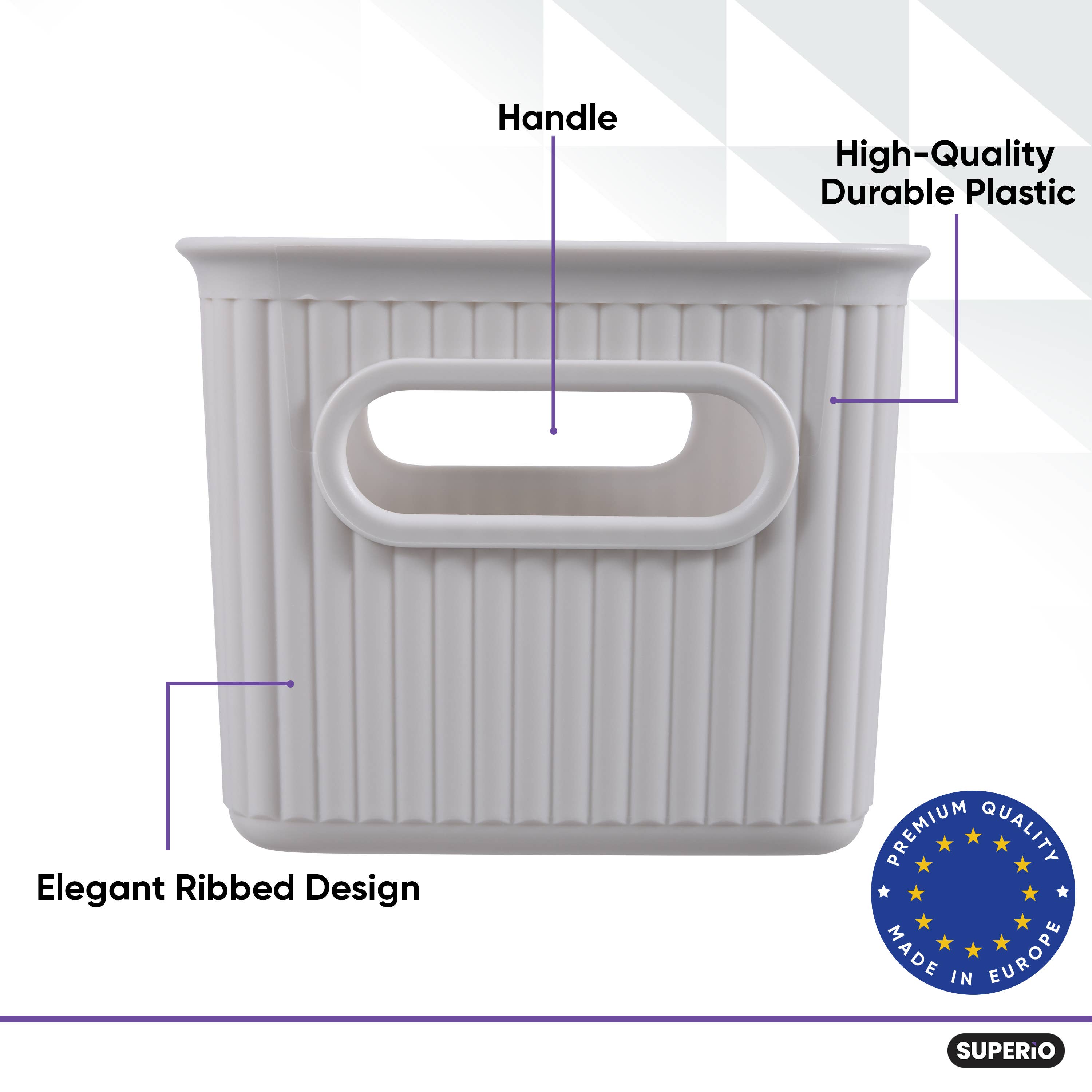 Superio Brand - Wholesale Storage Bin - Ribbed Collection Storage and Organizing Bins, 1.5 Liter-CS10