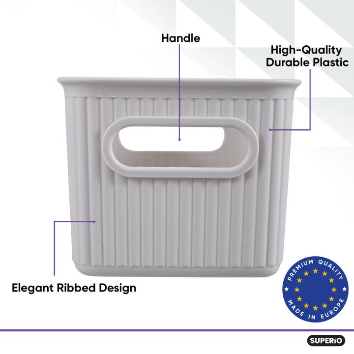Superio Brand - Wholesale Storage Bin - Ribbed Collection Storage and Organizing Bins, 1.5 Liter-CS10