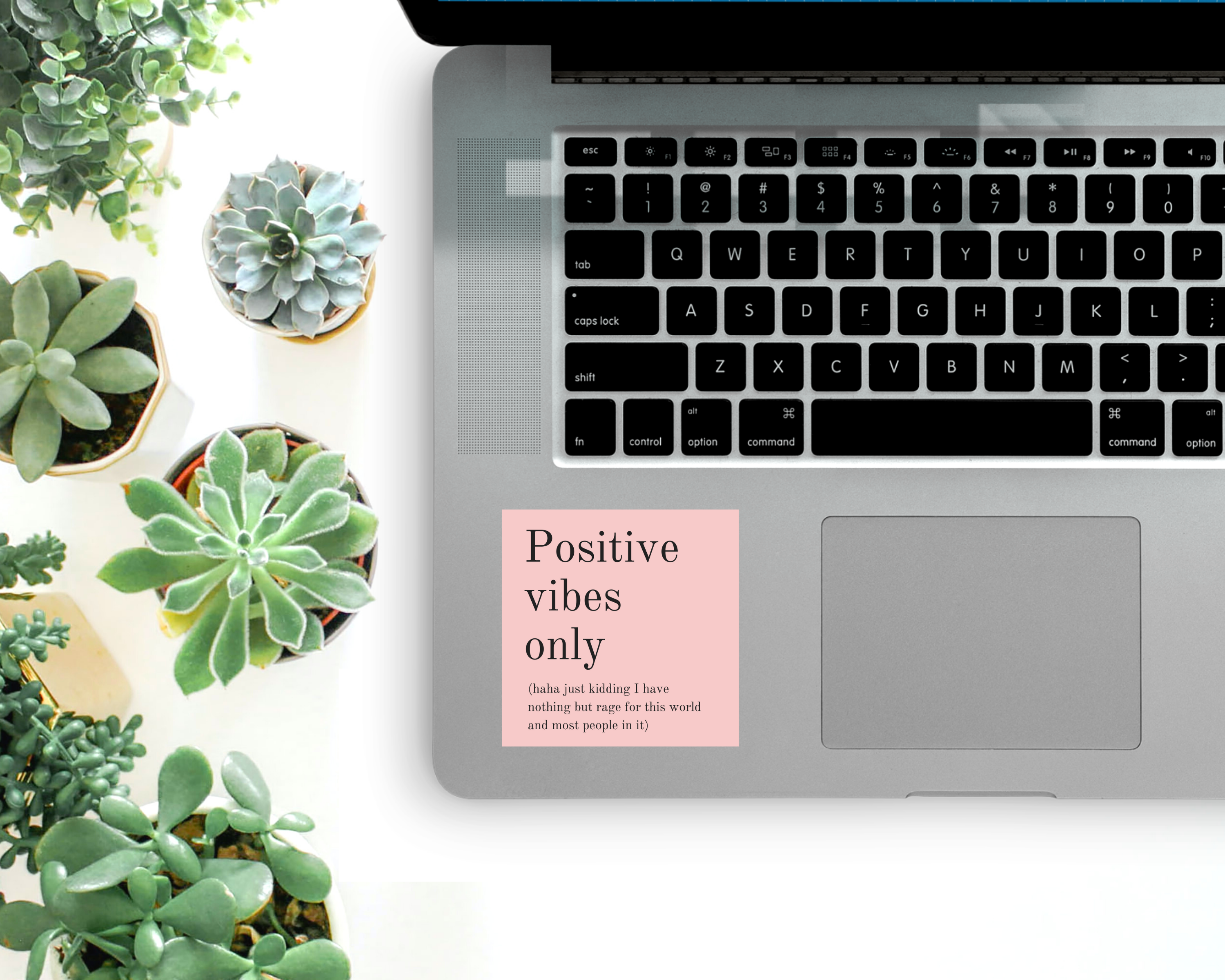 GetBullish – wholesale Sticker – Positive Vibes Only (Plus Rage) Funny Large Sticker in Pink3