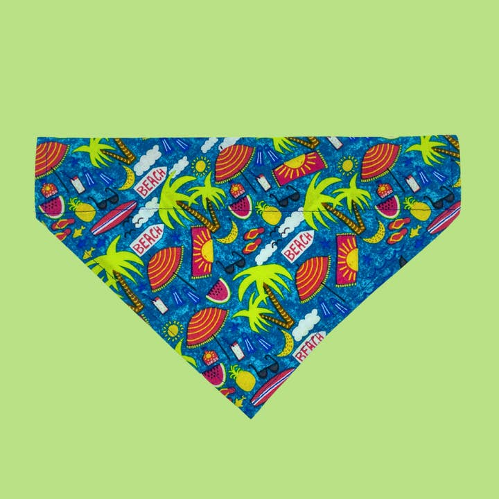 Beach Scenes - Over The Collar Dog Bandana Summer Ocean Palm for wholesale by Woofingtons & Company
