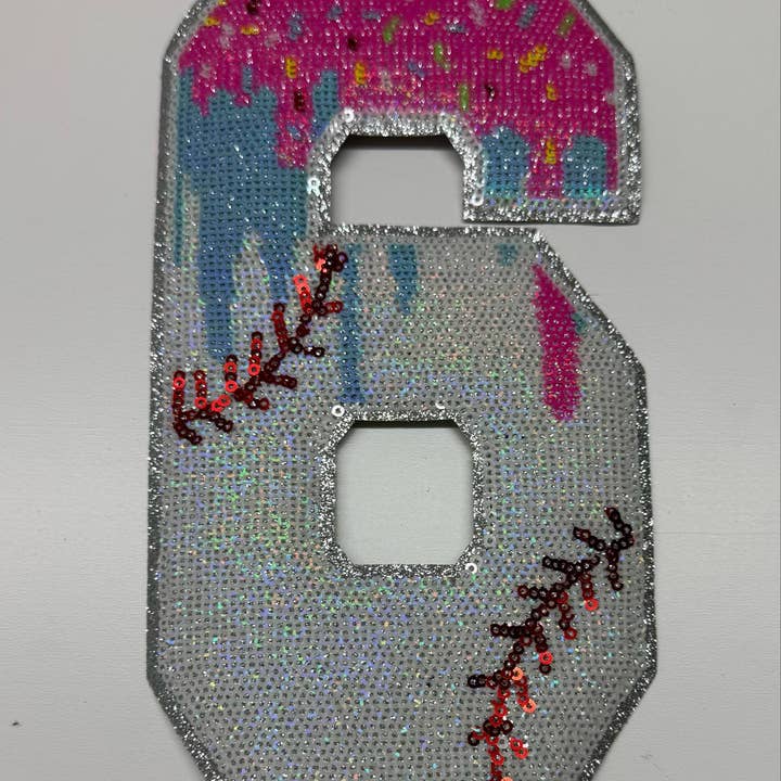 ABLNco - Wholesale Patch - Sequin Baseball Drip Ice Cream Numbers Patch - Large