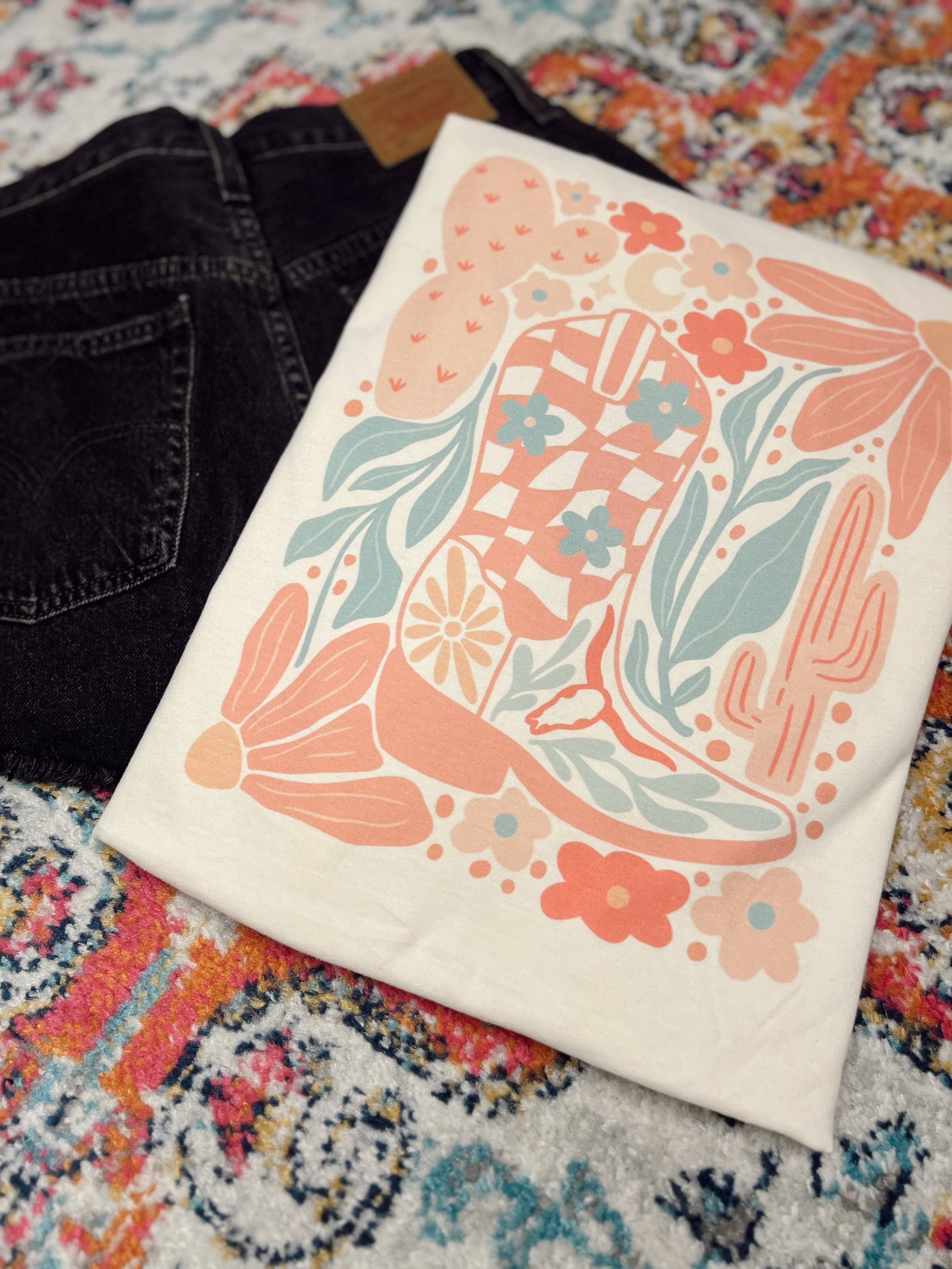 Highland Cactus – wholesale T-shirts med screentryck – Dam – Boot Scootin Hippie1