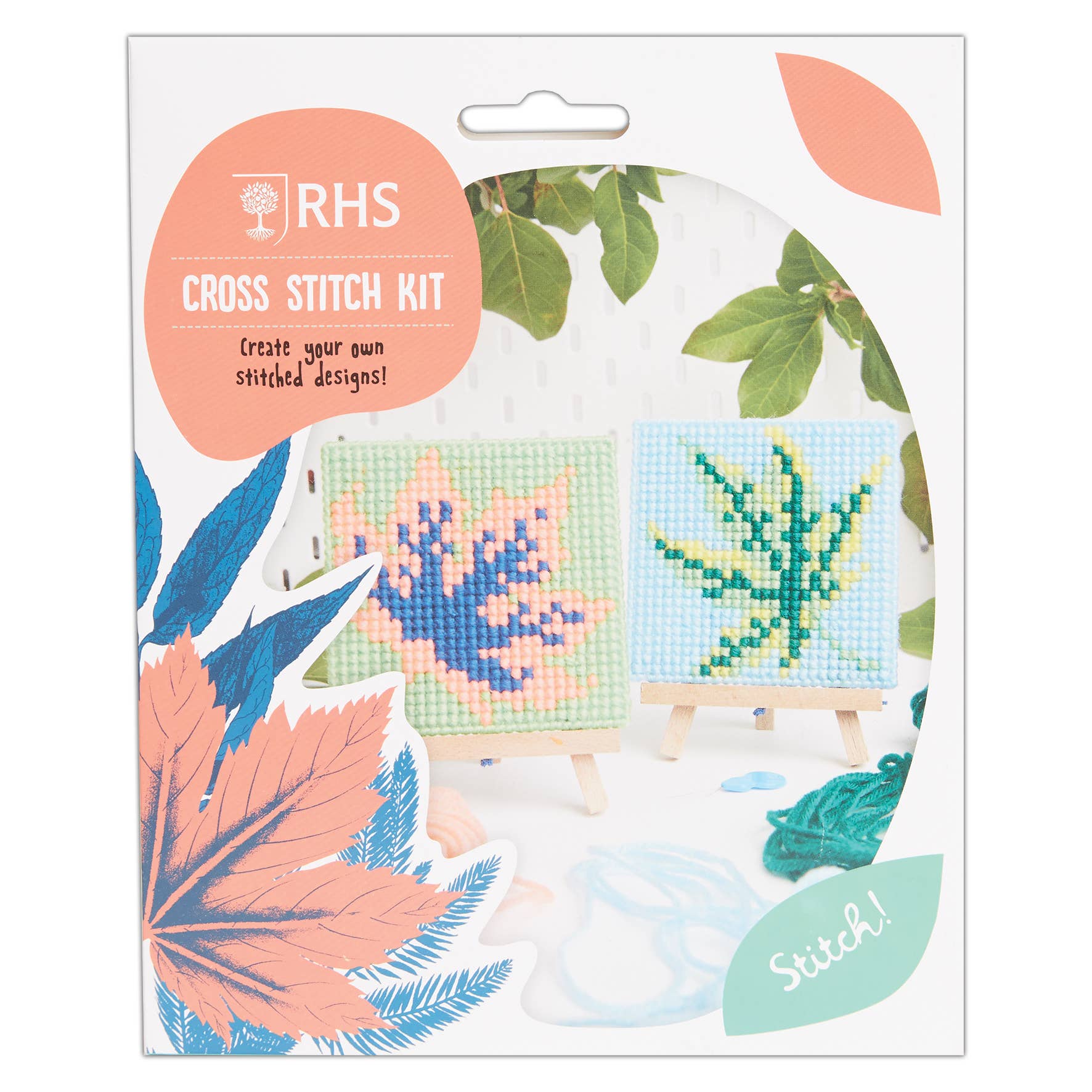 West Design Products - Wholesale DIY craft kit – Child - Royal Horticultural Society Mini Cross Stitch Kit Leaves0