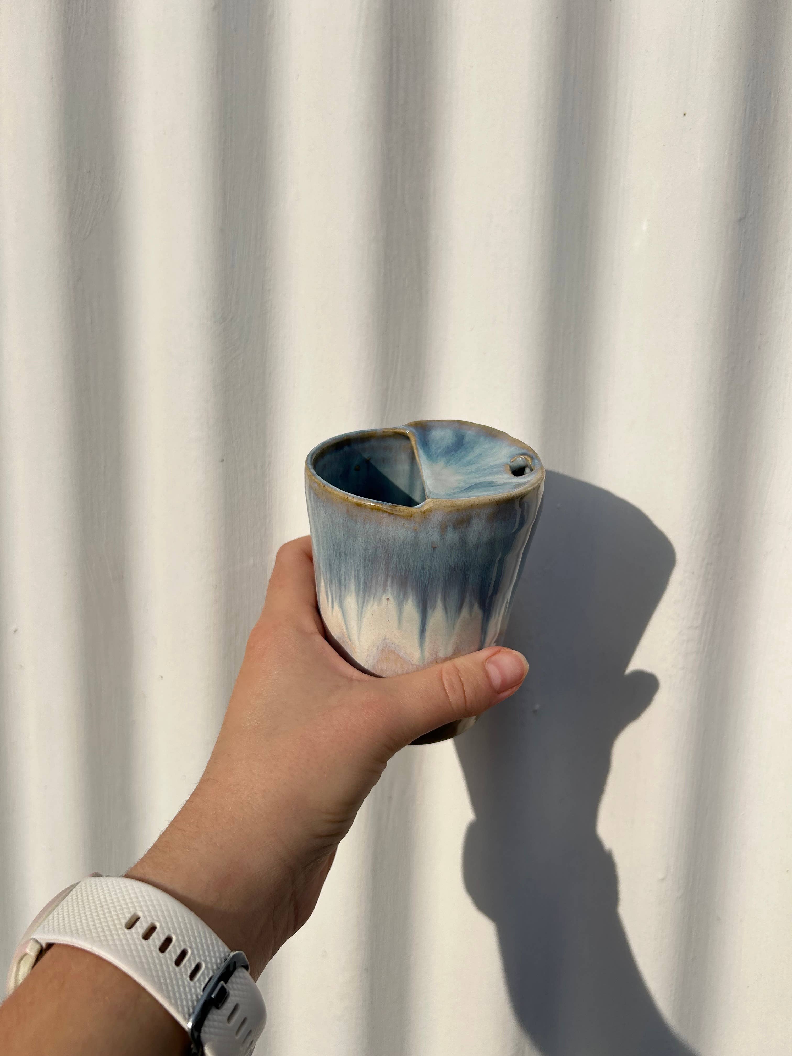 Fernweh Pottery – wholesale Insulated mug/tumbler – Handmade Ceramic Espresso Travel Keep Cup - Blue Ocean4